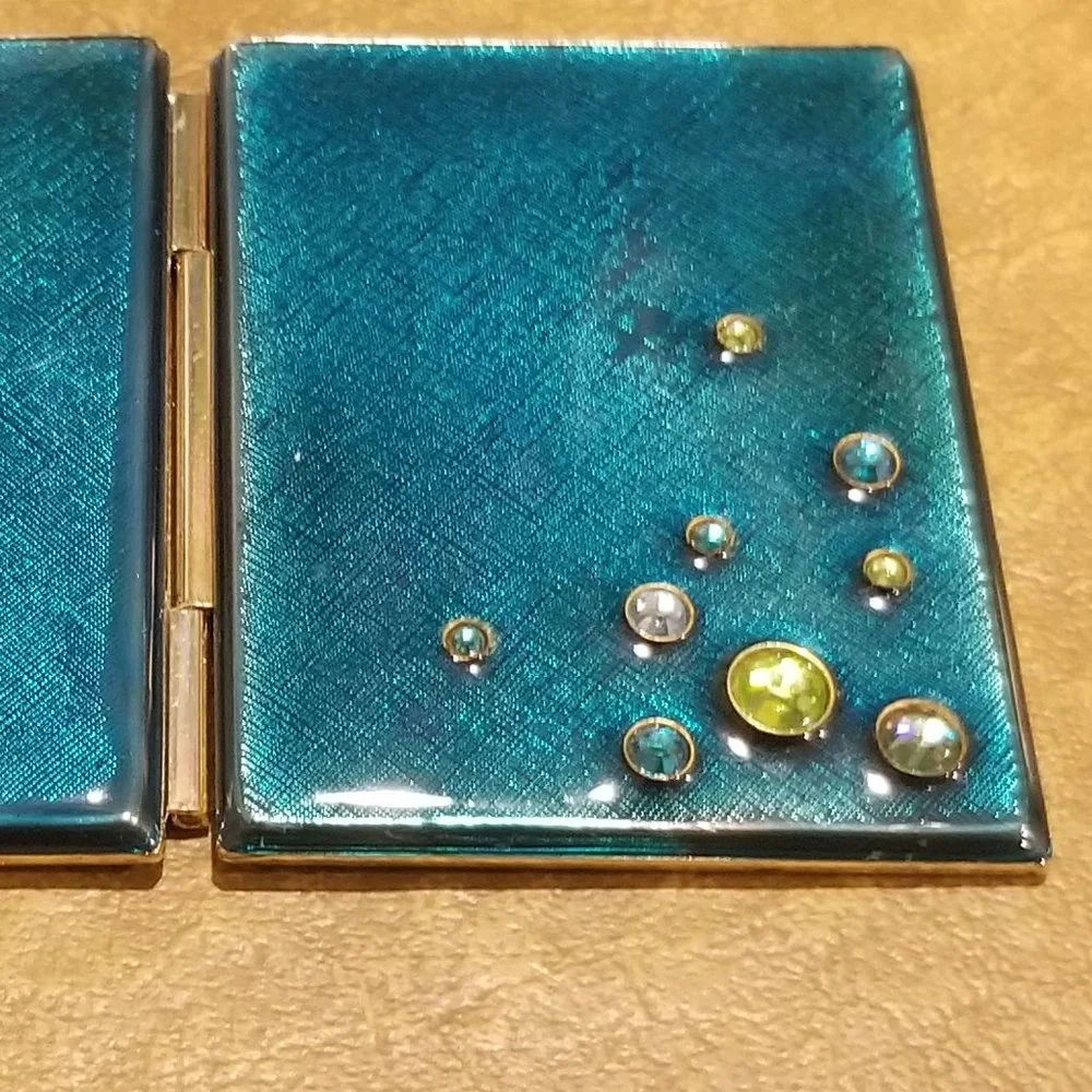 RARE JAY STRONGWATER BUBBLES GROTTO FOLDING CRYSTAL ENAMEL TRAVEL DOUBLE FRAME